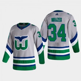 Dresovi Carolina Hurricanes Petr Mrazek 34 2020-21 Reverse Retro Authentic - Muške